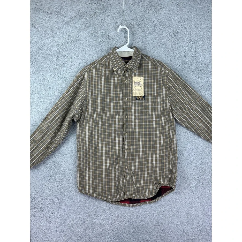 Comfort Outfitter Shirt Mens Small Brown Plaid Flannel Lined Button Up Workwear
